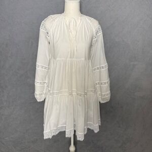 Antonio  Melani Size 0 White Lace Cottagecore Boho Tiered Mini Prairie Dress